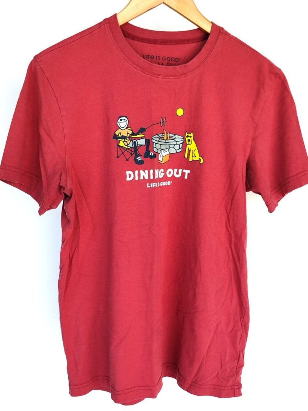 Life is Good Dining Out Tee Red Size Medium